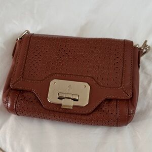Cole Haan Perforated Brown Leather Crossbody Bag